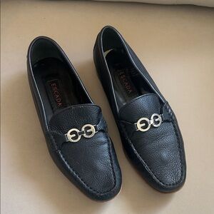 Escada Black Leather Men's Slip-On Loafers